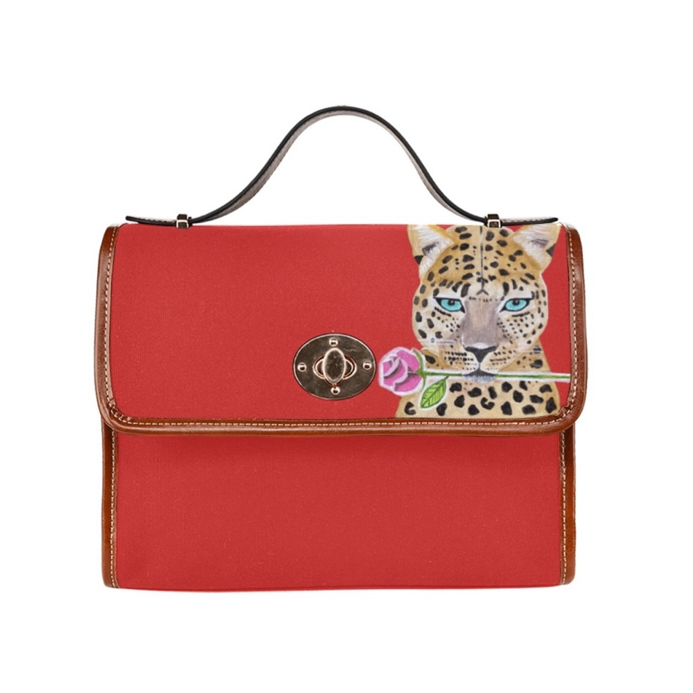 Red Leopard Rose purse